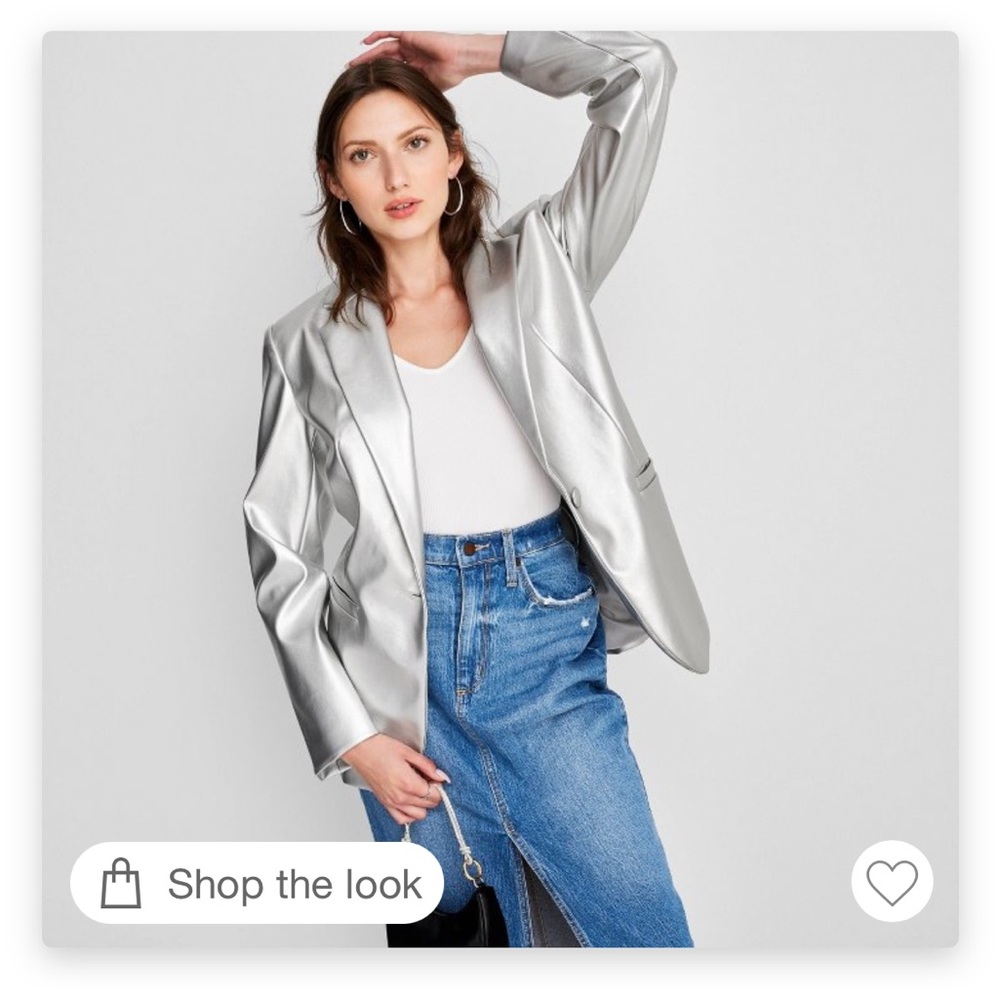 Women’s silver blazer - faux leather